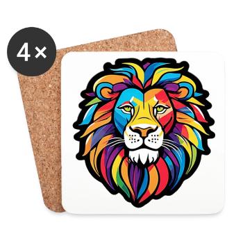 Rainbow Bright Lion - Coasters (set of 4) - white - Front