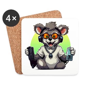 Gamer Koala mit Headset - Untersetzer (4er-Set) - Weiß - Vorne