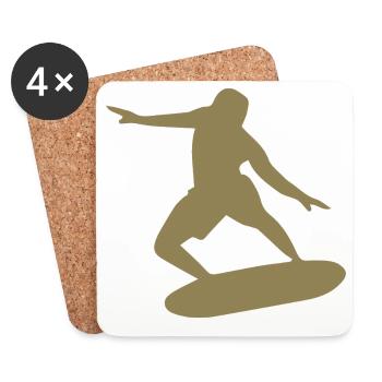 Surfer Silhouette Wellenreiten minimalistisch - Untersetzer (4er-Set) - Weiß - Vorne