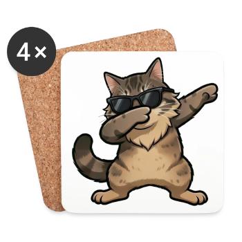 Dabbing Norwegian Forest Cat - Coasters (set of 4) - white - Front