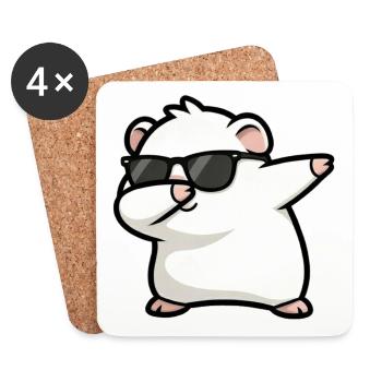 Tamponnement du blanc de cochon d’Inde - Dessous de verre (lot de 4) - blanc - Devant