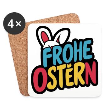 Frohe Ostern Hase - Untersetzer (4er-Set) - Weiß - Vorne