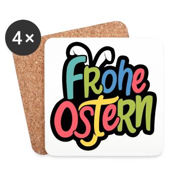 Frohe Ostern Bunny Typo Farbspiel - Untersetzer (4er-Set) - Weiß - Vorne