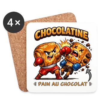 Chocolatine boxe - Dessous de verre (lot de 4) - blanc - Devant