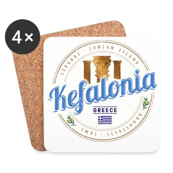 Kefalonia Island in Greece Vintage Souvenir - Coasters (set of 4) - white - Front