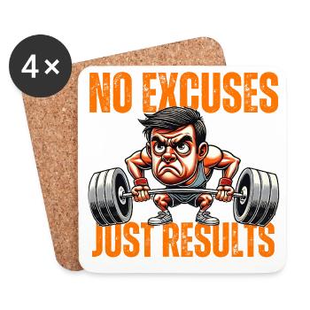 Pas d’excuses, juste des résultats - Salle de sport - Dessous de verre (lot de 4) - blanc - Devant