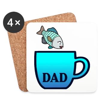 Fishing Dad Kaffee - Untersetzer (4er-Set) - Weiß - Vorne