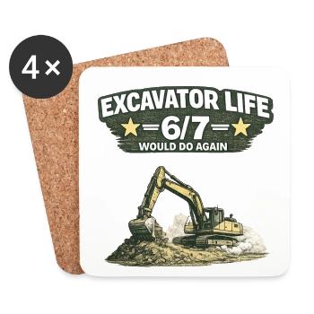Excavator Life 6/7 Bagger Fahrer / Fahrerin - Untersetzer (4er-Set) - Weiß - Vorne