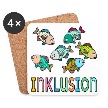 Inklusion Haltung Fische - Untersetzer (4er-Set) - Weiß - Vorne