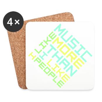 J’aime la musique plus que les gens désirent Musik - Dessous de verre (lot de 4) - blanc - Devant