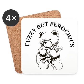 Pelucheux mais féroce – Diction Bear Rock - Dessous de verre (lot de 4) - blanc - Devant