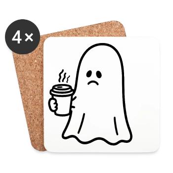 Geist Kaffee Halloween Süßes oder Saures - Untersetzer (4er-Set) - Weiß - Vorne