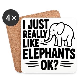 Ich mag Elefanten einfach wirklich, okay? - Untersetzer (4er-Set) - Weiß - Vorne