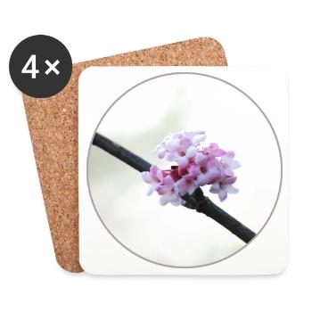 zarte pinkweiße Blüte weiße Blüte pinke Blume - Untersetzer (4er-Set) - Weiß - Vorne