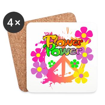 Flower Power Frieden Peacezeichen - Untersetzer (4er-Set) - Weiß - Vorne