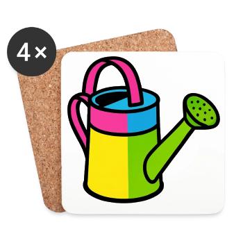 Gießkanne Pop-Art-farbenes Gartenwerkzeug - Untersetzer (4er-Set) - Weiß - Vorne