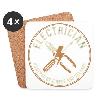 Elektriker Kaffee Spannung - Untersetzer (4er-Set) - Weiß - Vorne