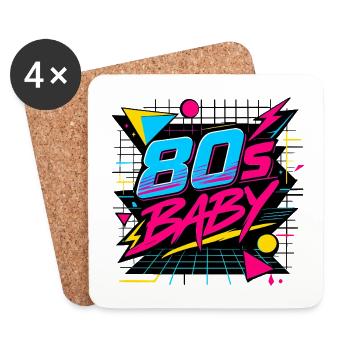 Baby Neon Rétro des années 80 - Dessous de verre (lot de 4) - blanc - Devant