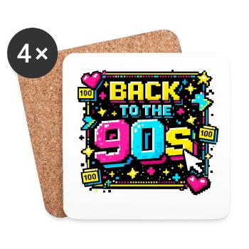 Retour au néon pixel des années 90 - Dessous de verre (lot de 4) - blanc - Devant