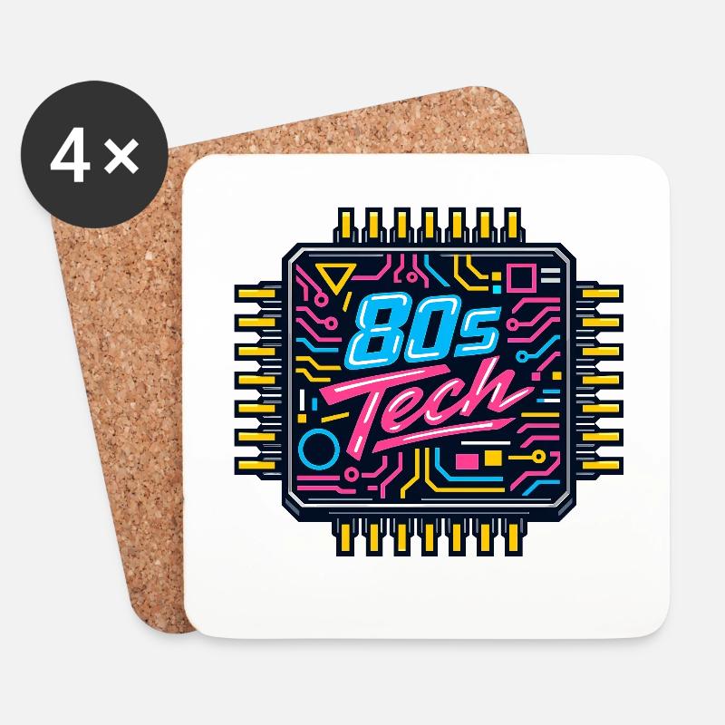 80er Tech Neon Chip - Untersetzer (4er-Set) - Weiß