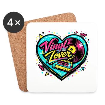 Vinyl Heart Neon - Dessous de verre (lot de 4) - blanc - Devant