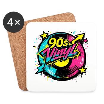 Cercle néon en vinyle des années 90 - Dessous de verre (lot de 4) - blanc - Devant