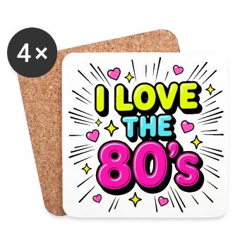 J’adore le rétro néon des années 80 - Dessous de verre (lot de 4) - blanc - Devant