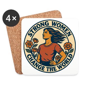 Strong women change the world - Coasters (set of 4) - white - Front