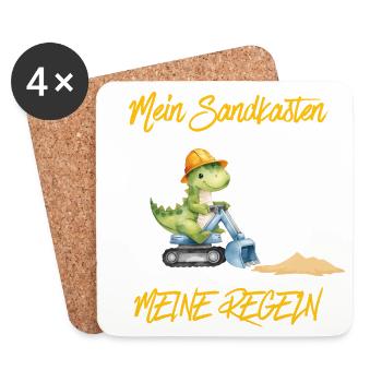 Mein Sandkasten meine Regeln – Kinder Statement - Untersetzer (4er-Set) - Weiß - Vorne