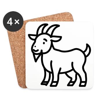 chèvre - Dessous de verre (lot de 4) - blanc - Devant