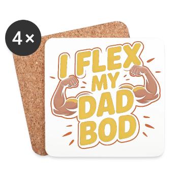 Je fléchis mon corps de papa - Drôle de père et design de fitness - Dessous de verre (lot de 4) - blanc - Devant