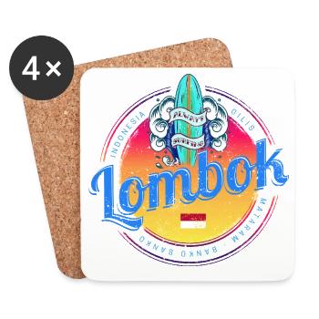 Lombok Sunset Retro Surfboard Indonesia - Dessous de verre (lot de 4) - blanc - Devant