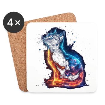 Galaxie Katze Neon – Cosmic Space Cat - Untersetzer (4er-Set) - Weiß - Vorne