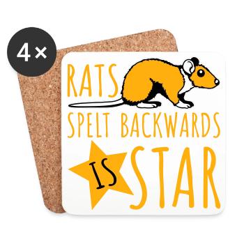Rats Spelt Backwards Is Star Lustiger Ratte Spruch - Coasters (set of 4) - white - Front