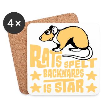 Rats Spelt Backwards Is Star Lustiger Ratte Spruch - Coasters (set of 4) - white - Front