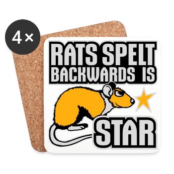 Rats Spelt Backwards Is Star Lustiger Ratte Spruch - Coasters (set of 4) - white - Front