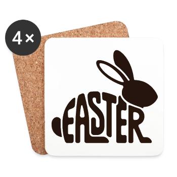 Easter Bunny Typo Shape - Coasters (set of 4) - white - Front