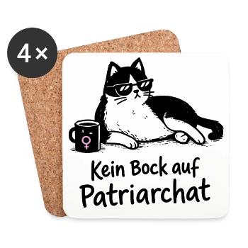 Kein Bock auf Patriarchat Katze Design - Untersetzer (4er-Set) - Weiß - Vorne