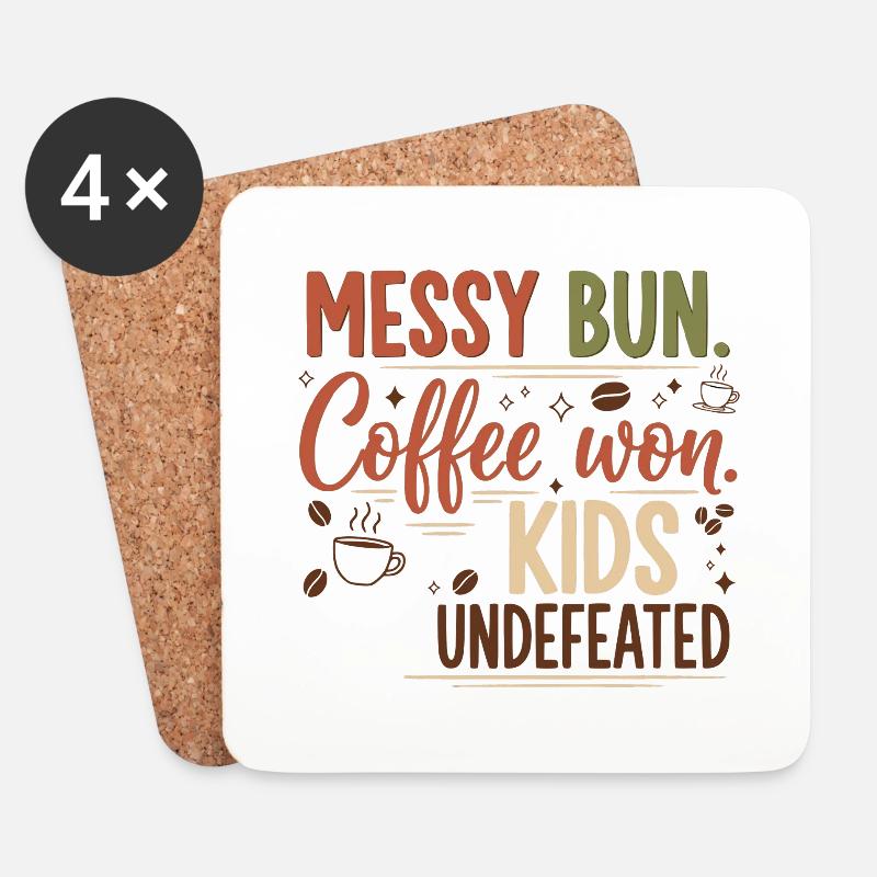 Messy Bun, Coffee Won - Coasters (set of 4) - white