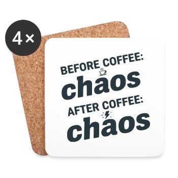 Vor und nach dem Kaffee-Chaos - Untersetzer (4er-Set) - Weiß - Vorne