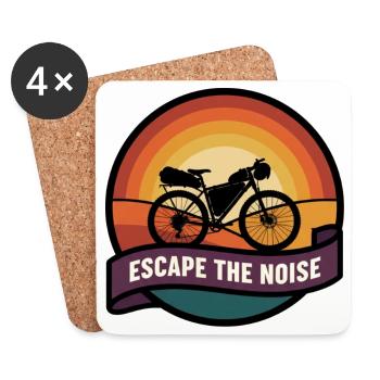 Escape the Noise Gravel Bike Sunset Badge - Coasters (set of 4) - white - Front