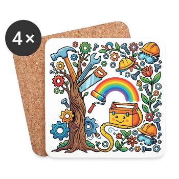 Colorful Workshop Renovate Wonderland Kids Motif - Coasters (set of 4) - white - Front