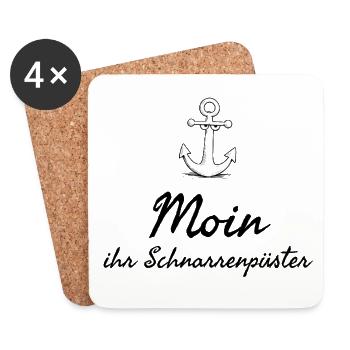 Moin plattdeutsches Schimpfwort mit Anker - Untersetzer (4er-Set) - Weiß - Vorne