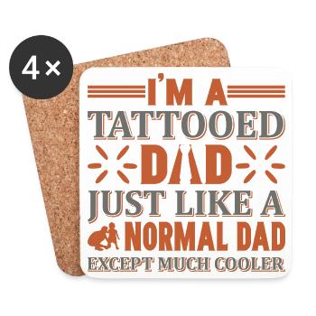 Tattooierter Papa Cooler Vater-Shirt - Untersetzer (4er-Set) - Weiß - Vorne