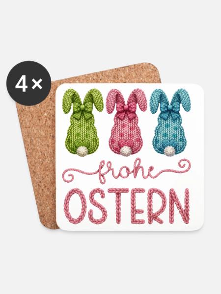 Frohe Ostern - Untersetzer (4er-Set) - Weiß