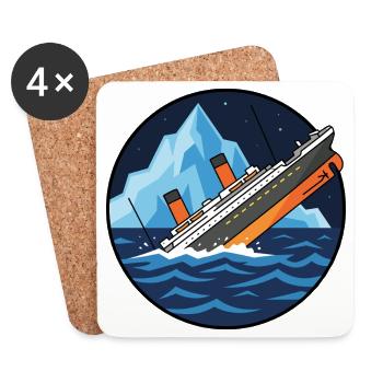 Titanic Schiff Eisberg Illustration - Untersetzer (4er-Set) - Weiß - Vorne
