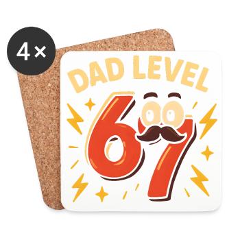 Dad Level 67 Six Seven Meme Father Dad Humor - Coasters (set of 4) - white - Front