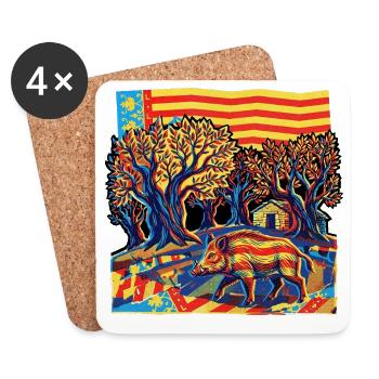 Hunter Olives Flag Valencia Wild Boar - Coasters (set of 4) - white - Front