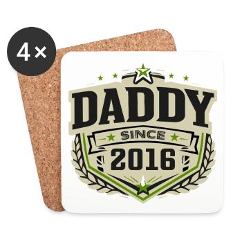 Papa seit 2016 – Proud Dad Design - Untersetzer (4er-Set) - Weiß - Vorne