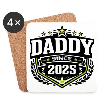 Papa seit 2025 – Proud Dad Design - Untersetzer (4er-Set) - Weiß - Vorne